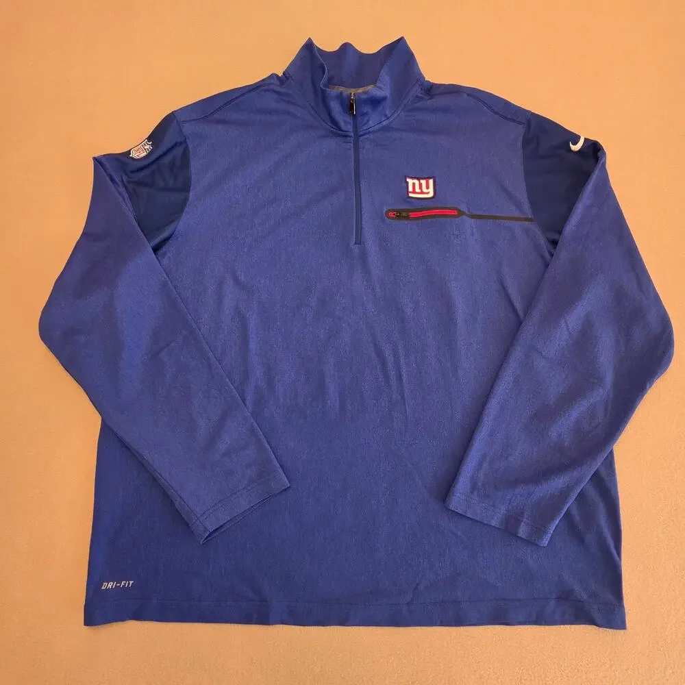 New York Giants Nike Dri Fit NFL On-Field Quarter-Zip Pullover Jacket Sz 3XL